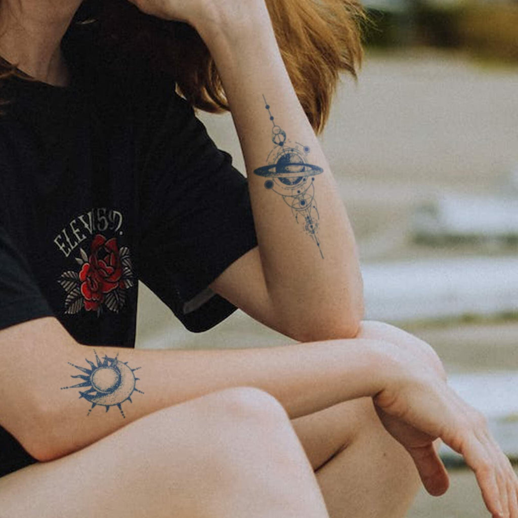 Aresvns Semi-Permanent Waterproof Temporary Tattoo Dark Blue Long-Lasting