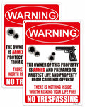 Ovyxely No Trespassing Gun Warning Sign Aluminum 10x7 Home Security