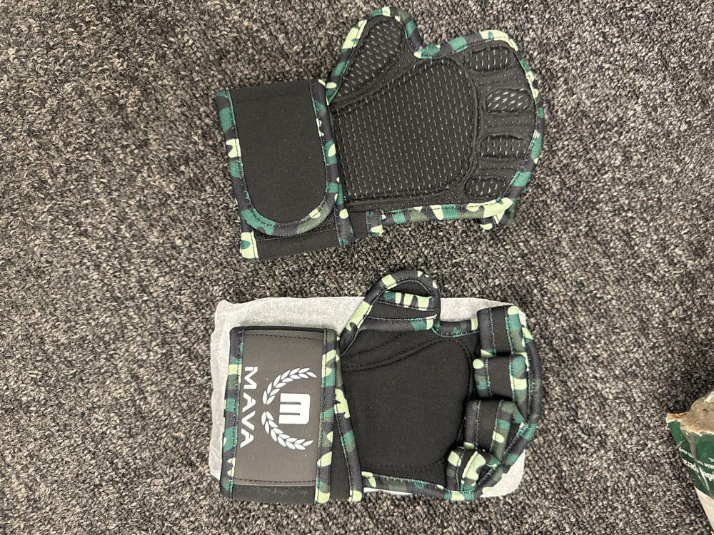 MAVA Padded Weight Lifting Gloves with Wrist Support Fingerless Black, Small