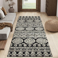 jinchan Boho Area Rug 4x6 Machine Loomed Vintage Floral Black White