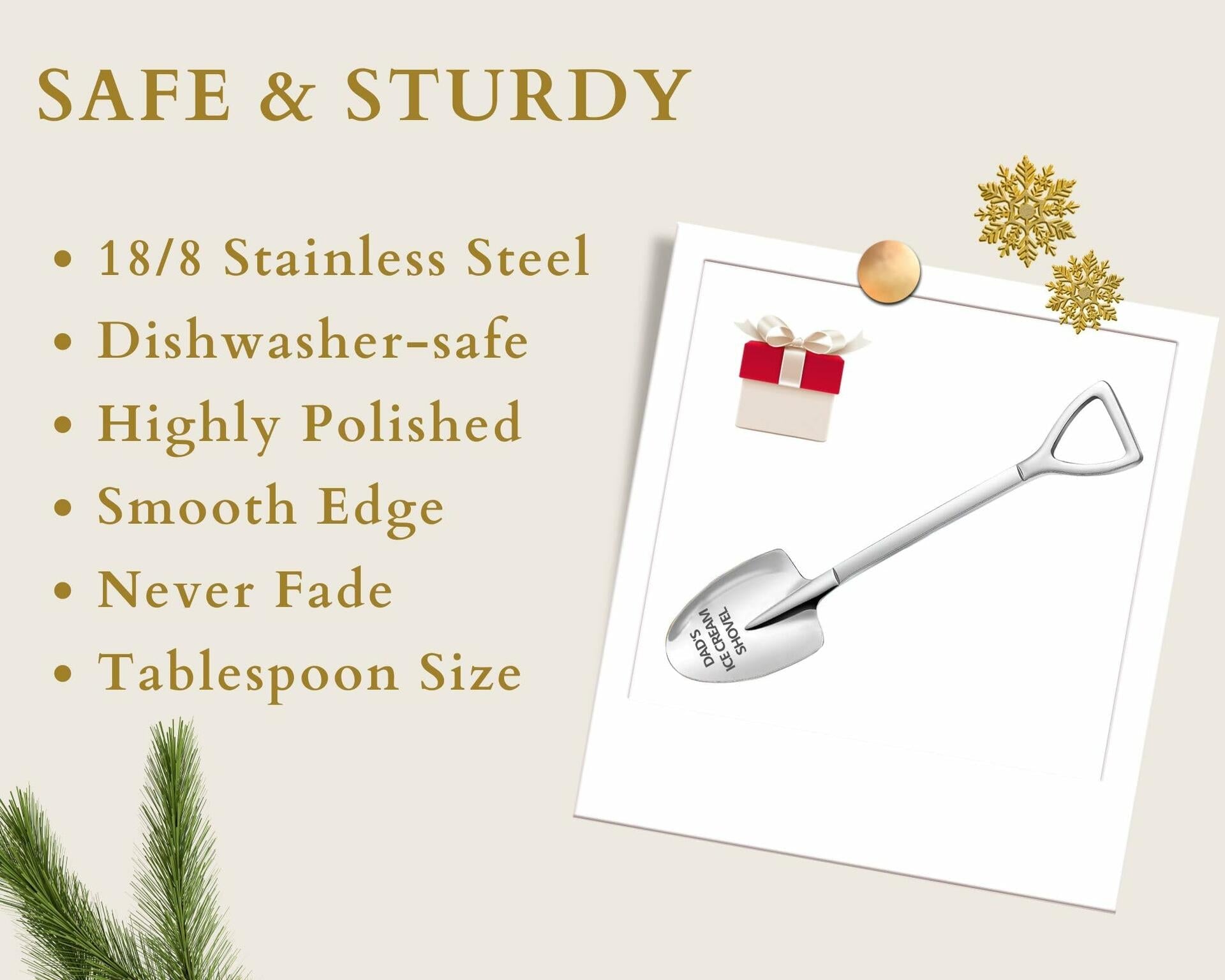 Funny Engraved Stainless Steel Ice Cream Shovel Gift for Dad Fathers Day