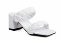 ComeShun Women Low Block Heel Mules Open Toe Ankle Strap White Size 6