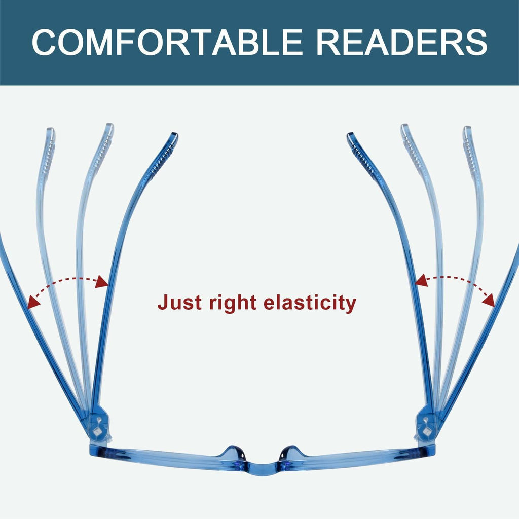Oversized Reading Glasses Metalless Screwless Spring Hinges Women 6-Pack +2.50