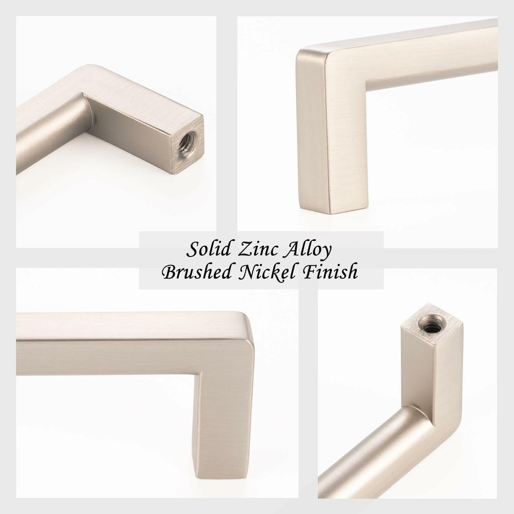 ASKANO Black Square Bar Cabinet Pull Handle 6-1/4 Inch Hole Centers Pack 20