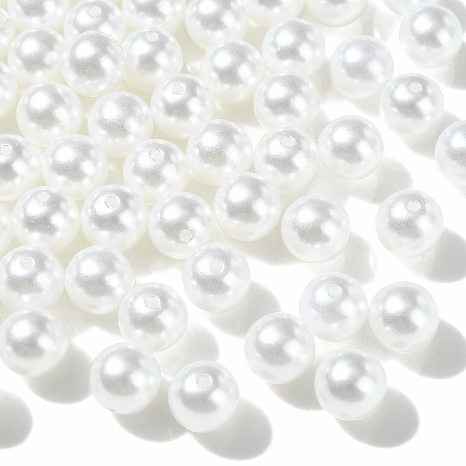 DanLingJewelry 1000pcs 10mm White Plastic Pearl Round Loose Beads