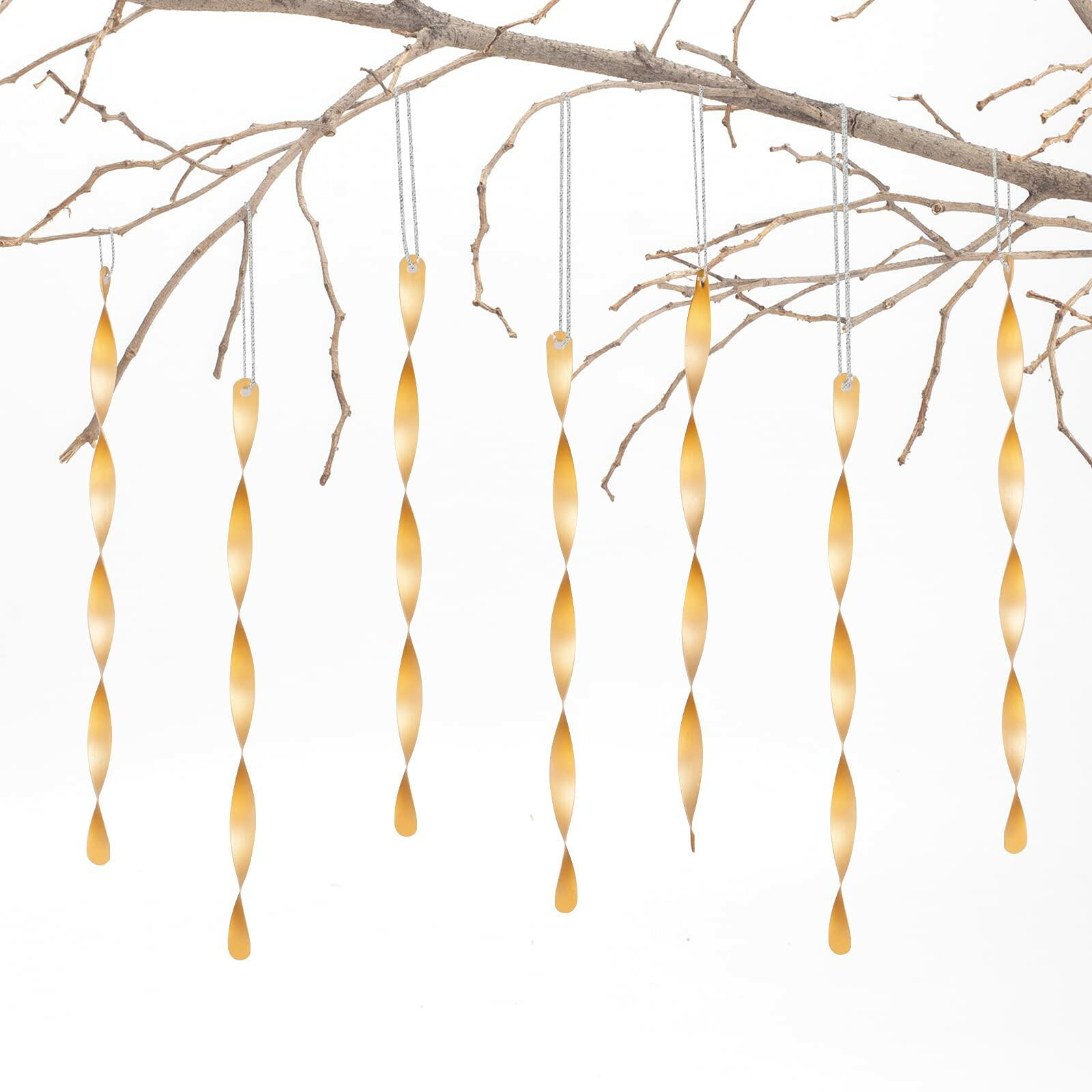 AMS Christmas Tree Ornaments 24PCS Aluminum Twisted Icicles Matte Champagne 7"