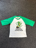 St. Patrick's Day Shamrock Raglan Crewneck Tee Kids White Green Size 4Y