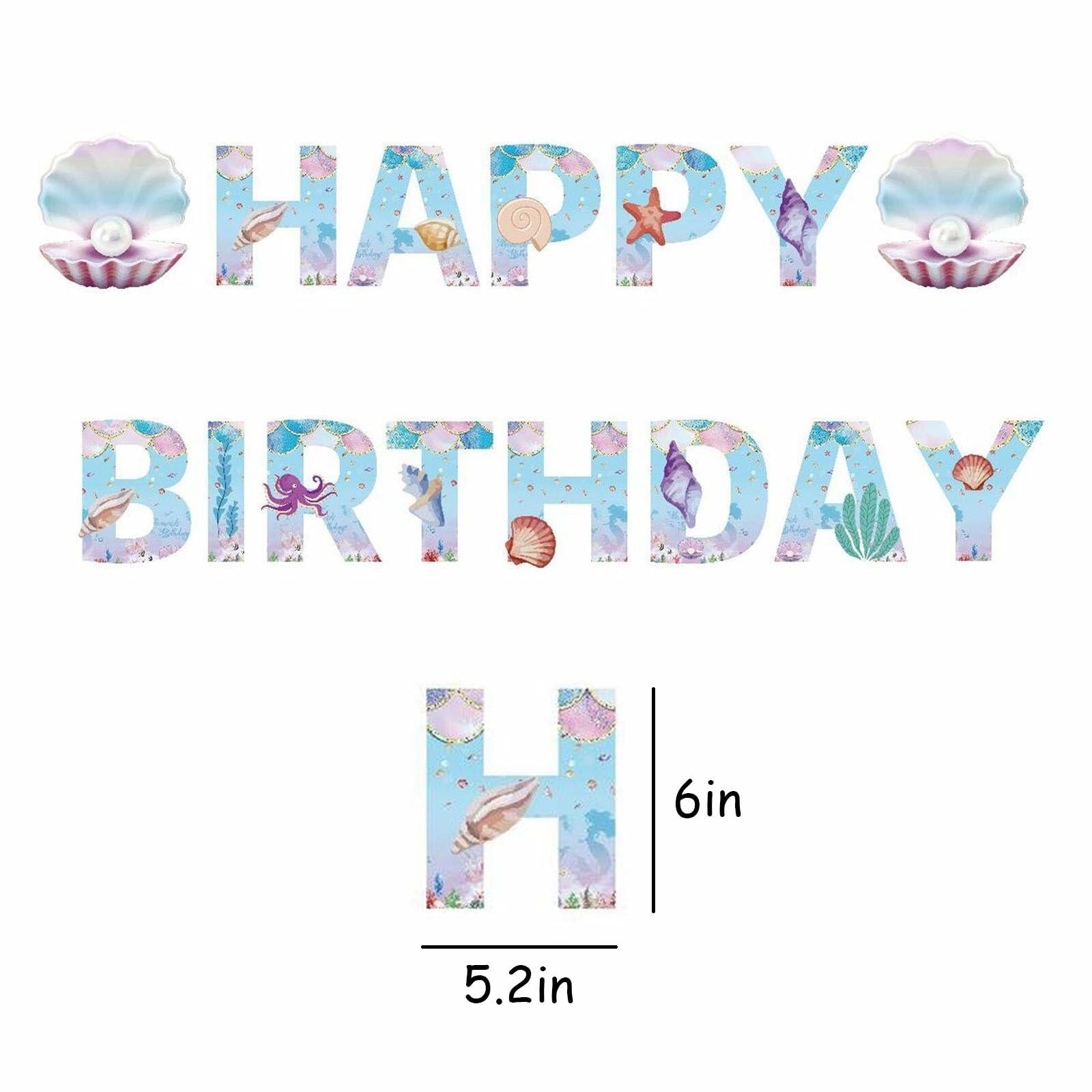 GLASNES Sea Shell Birthday Banner Mermaid Ocean Theme Party Supplies