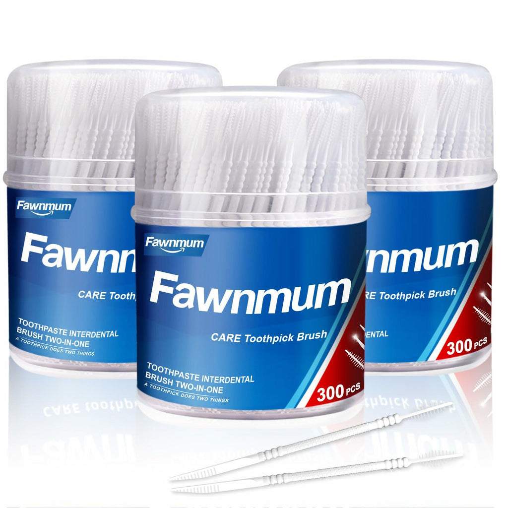 Fawnmum Toothpick Brush Two-in-One Soft Bristle Dental Floss Picks 3 Count