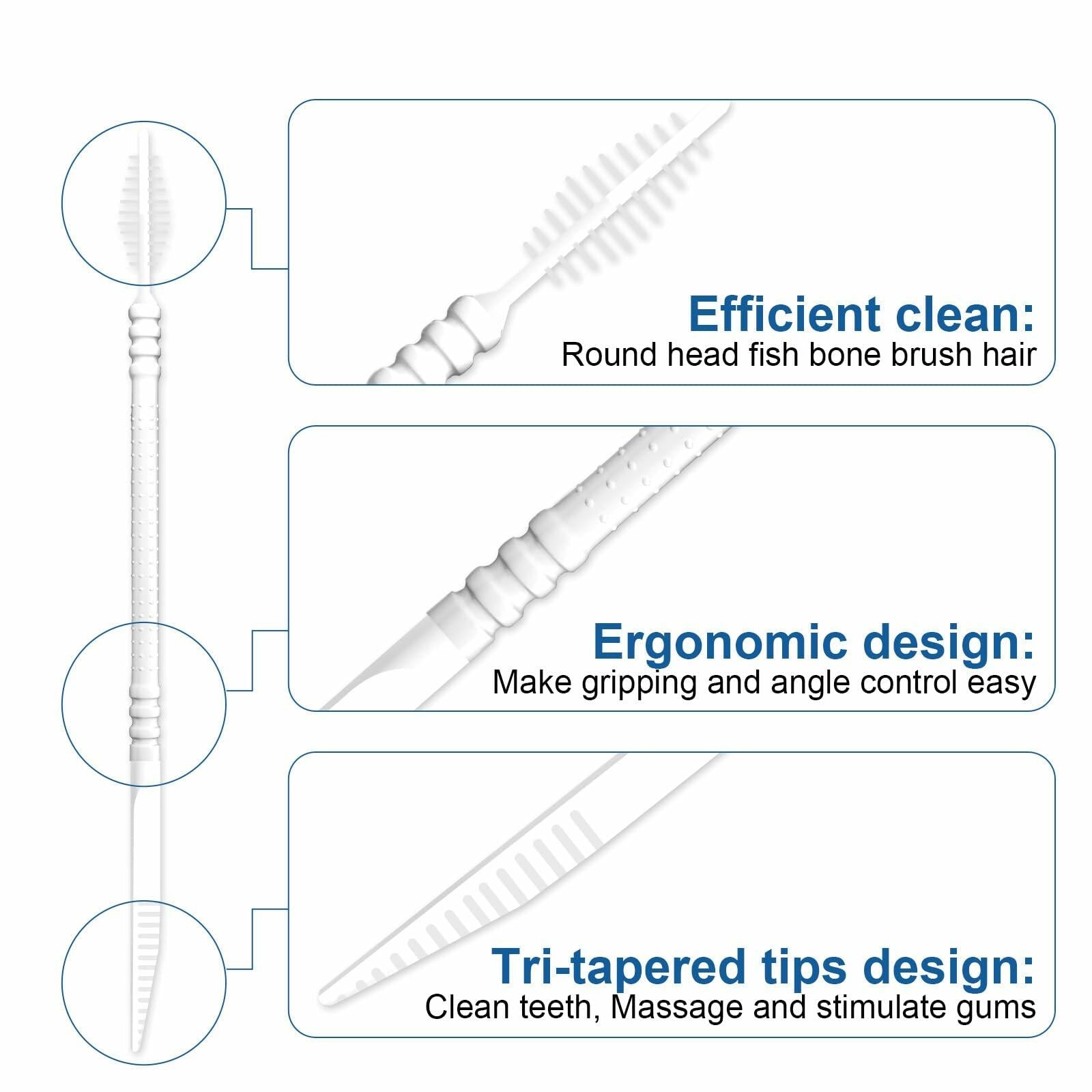 Fawnmum Toothpick Brush Two-in-One Soft Bristle Dental Floss Picks 3 Count