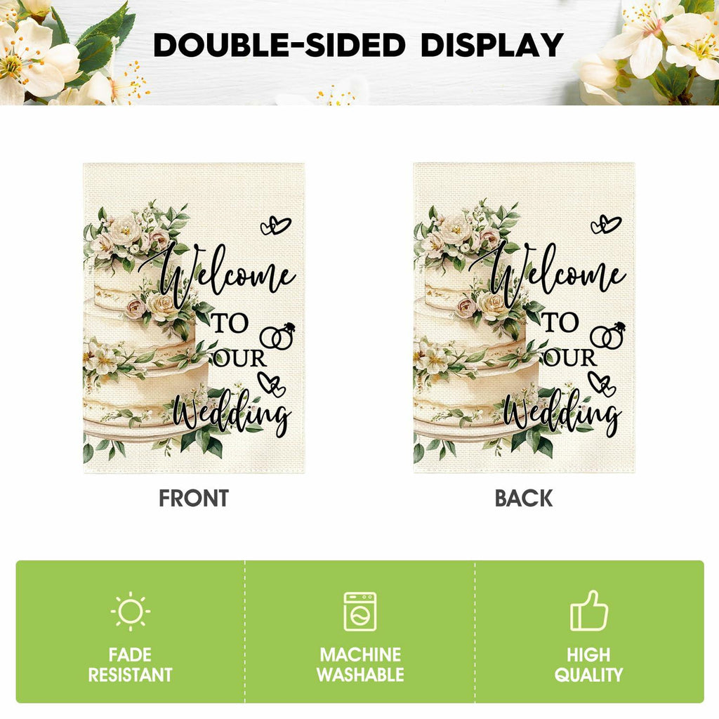 AVOIN colorlife Wedding Garden Flag 12x18 Inch Double Sided Floral Outdoor