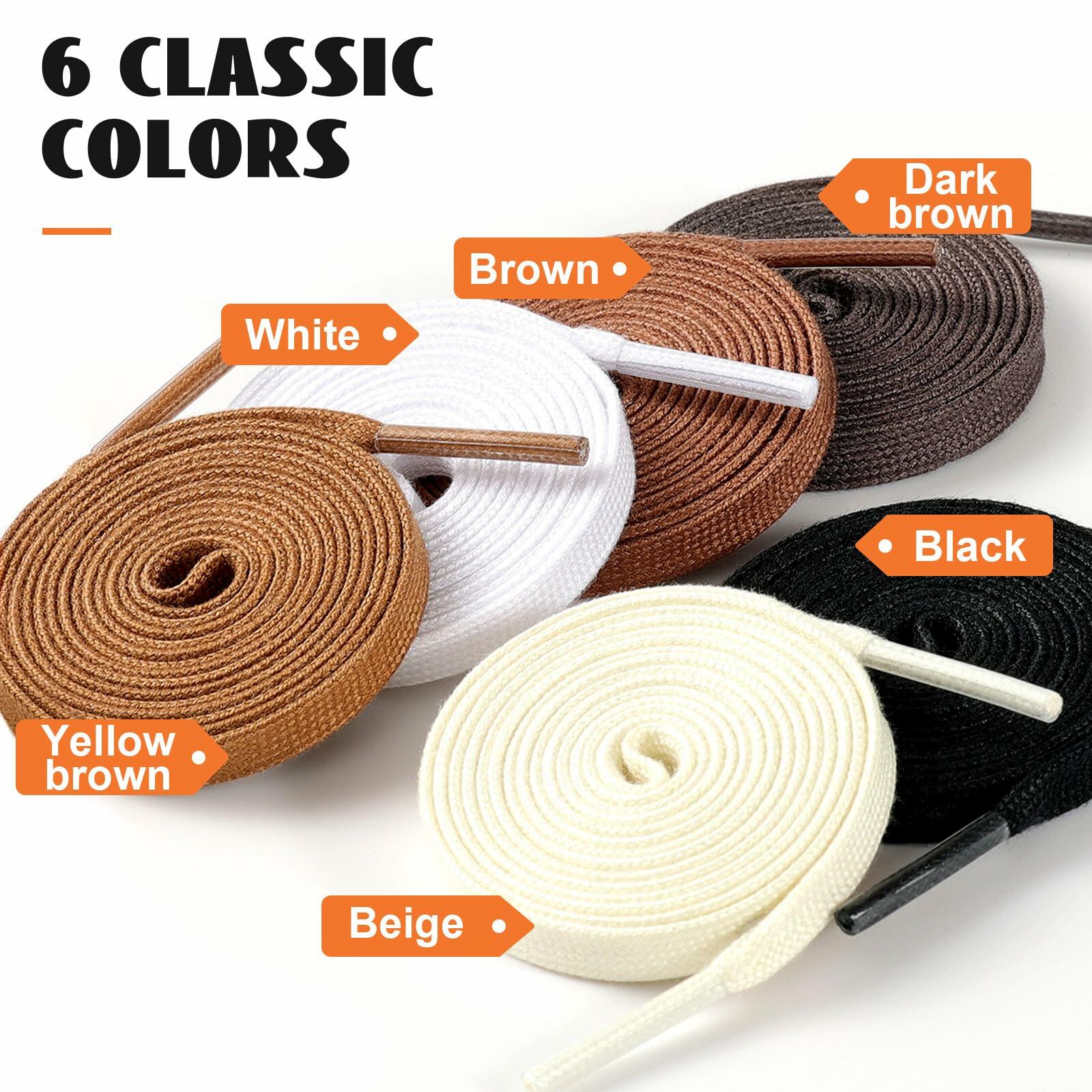 Handshop 2 Pairs Flat Waxed Shoe Laces 7mm Wide Beige 120cm