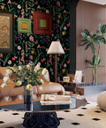 Dimoon 236x16.1 Floral Peel and Stick Wallpaper Black Green Waterproof