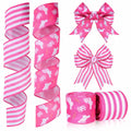 Pineraap Easter Wired Ribbon 2.5in x 10yd Pink Stripe 2 Rolls