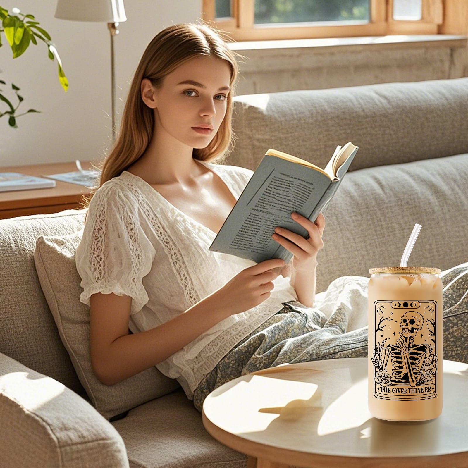 Mahrokh 16oz Reading Themed Tumbler for Book Lovers Women Librarians