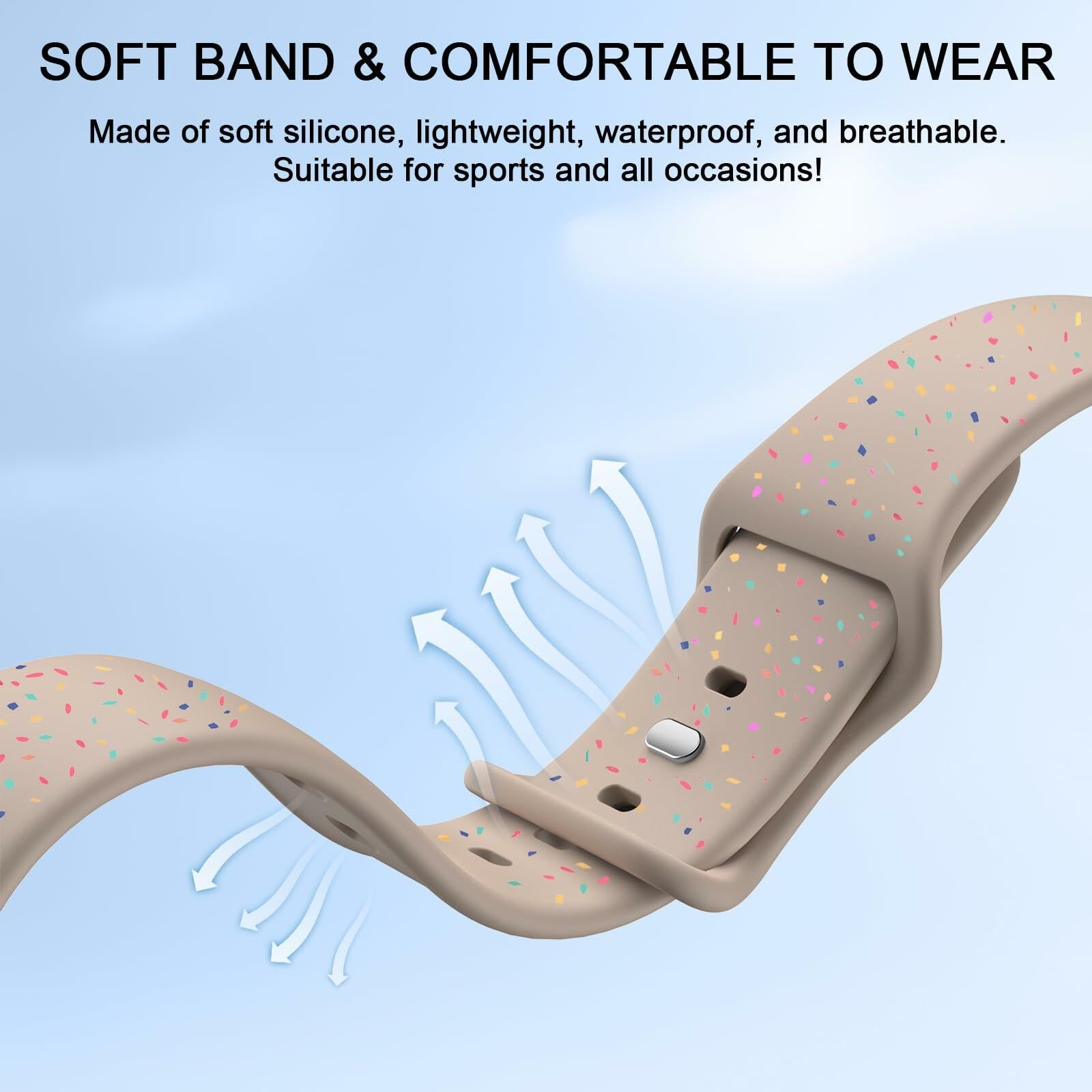 Vancle Apple Watch Band Silicone Sport Loop Milk Tea 38-49mm