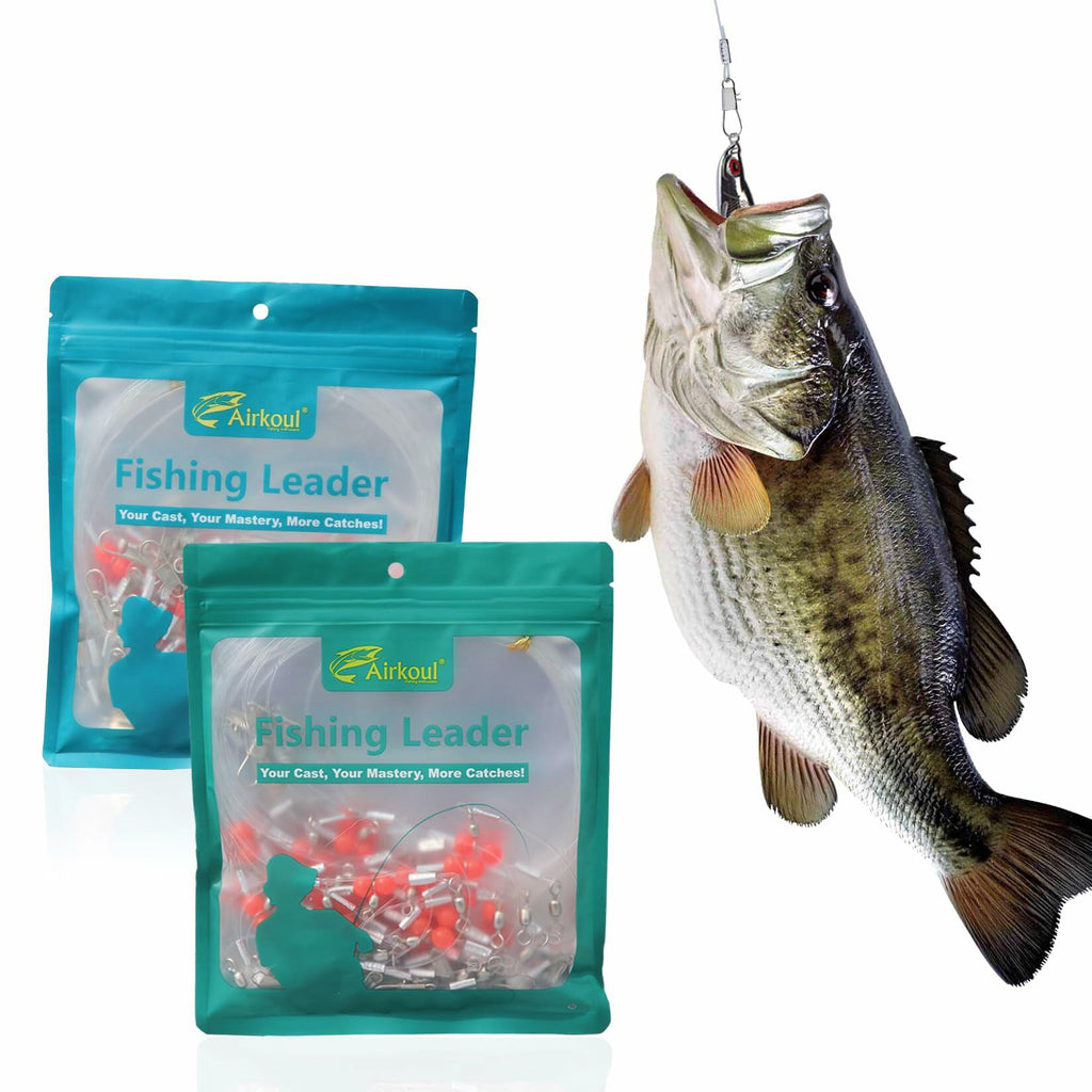 AIRKOUL 24PCS Nylon Fishing Leader Rigs with Swivels Snaps Beads