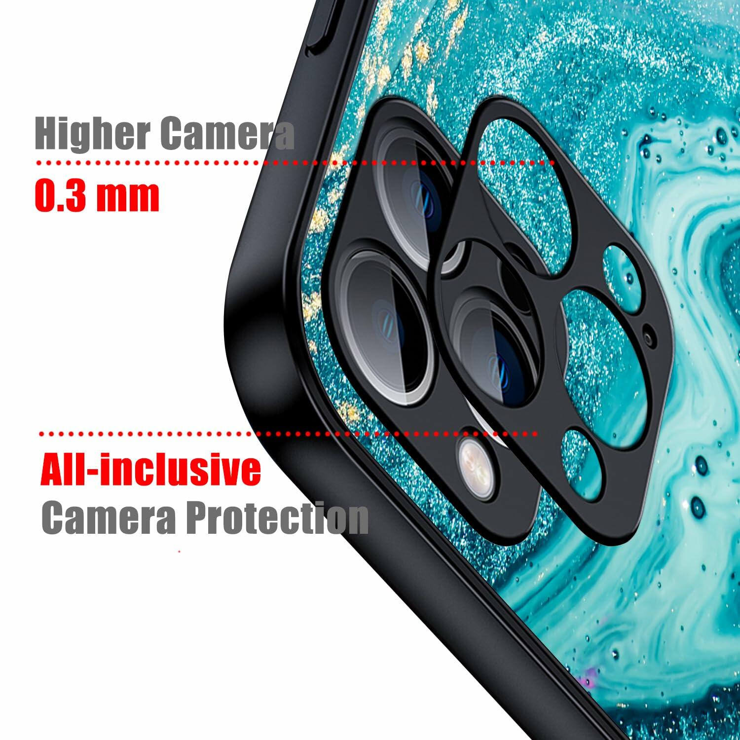 Tabavsit iPhone 15 Pro Max Case Blue Marble Shockproof Protective Cover