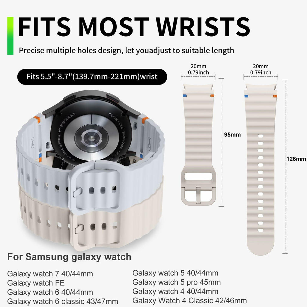 Sport Bands Compatible Samsung Galaxy Watch 7 6 5 40mm 44mm Soft Silicone