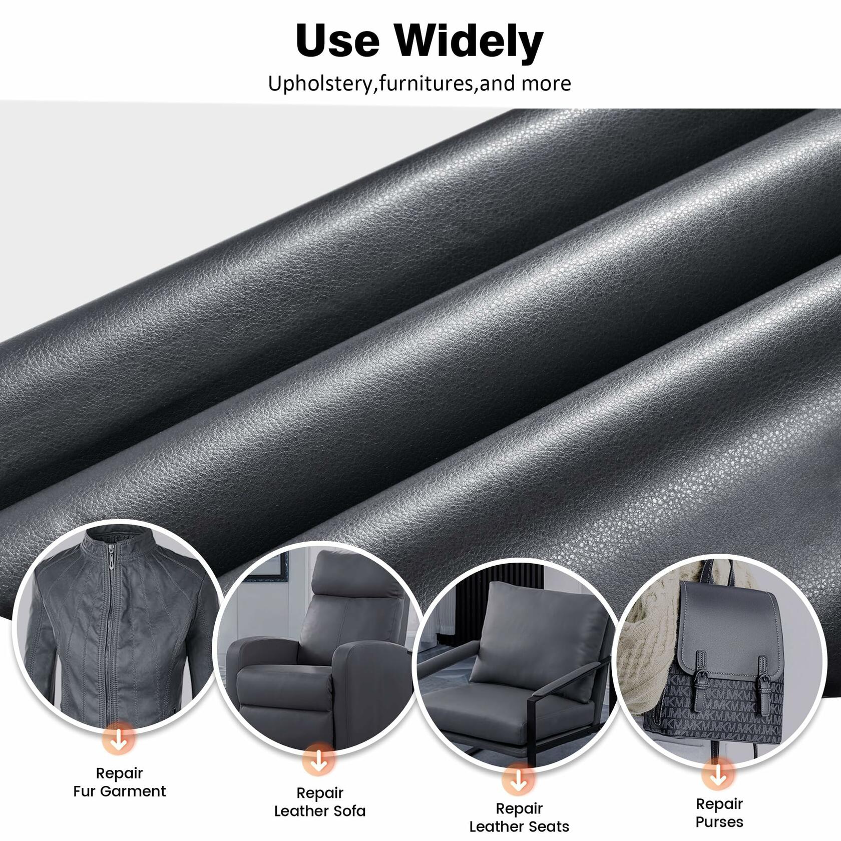 HUISUNO Leather Repair Patch for Furniture Couch Car Seats DeepGrey 20x30