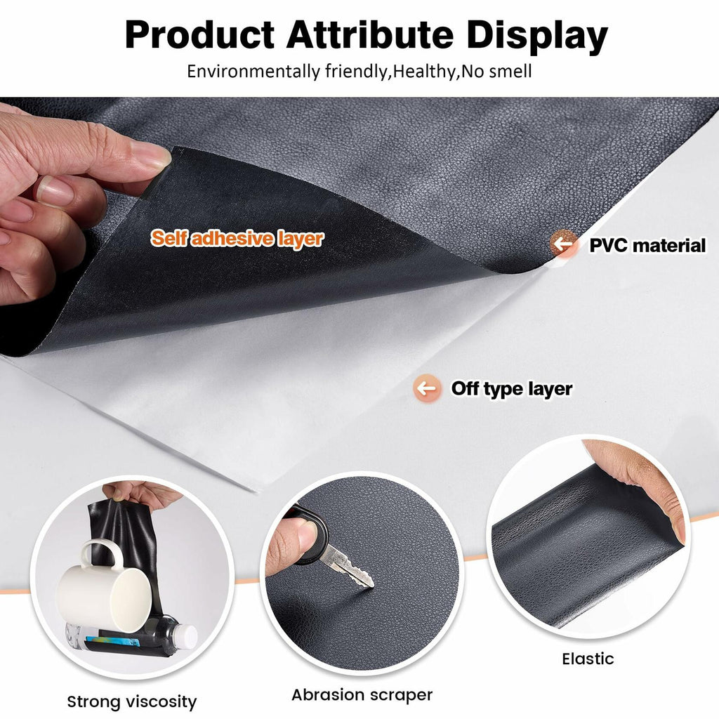 HUISUNO Leather Repair Patch for Furniture Couch Car Seats DeepGrey 20x30