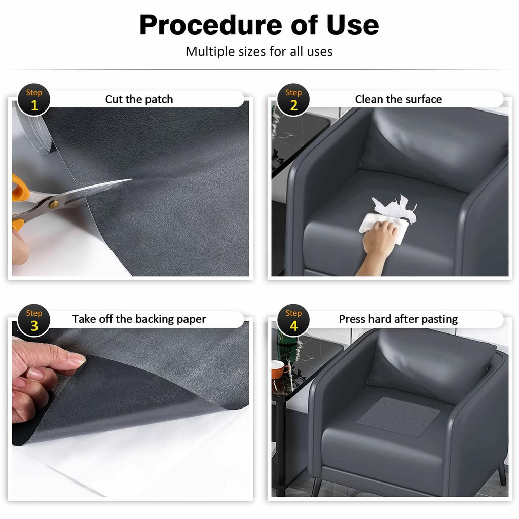 HUISUNO Leather Repair Patch for Furniture Couch Car Seats DeepGrey 20x30