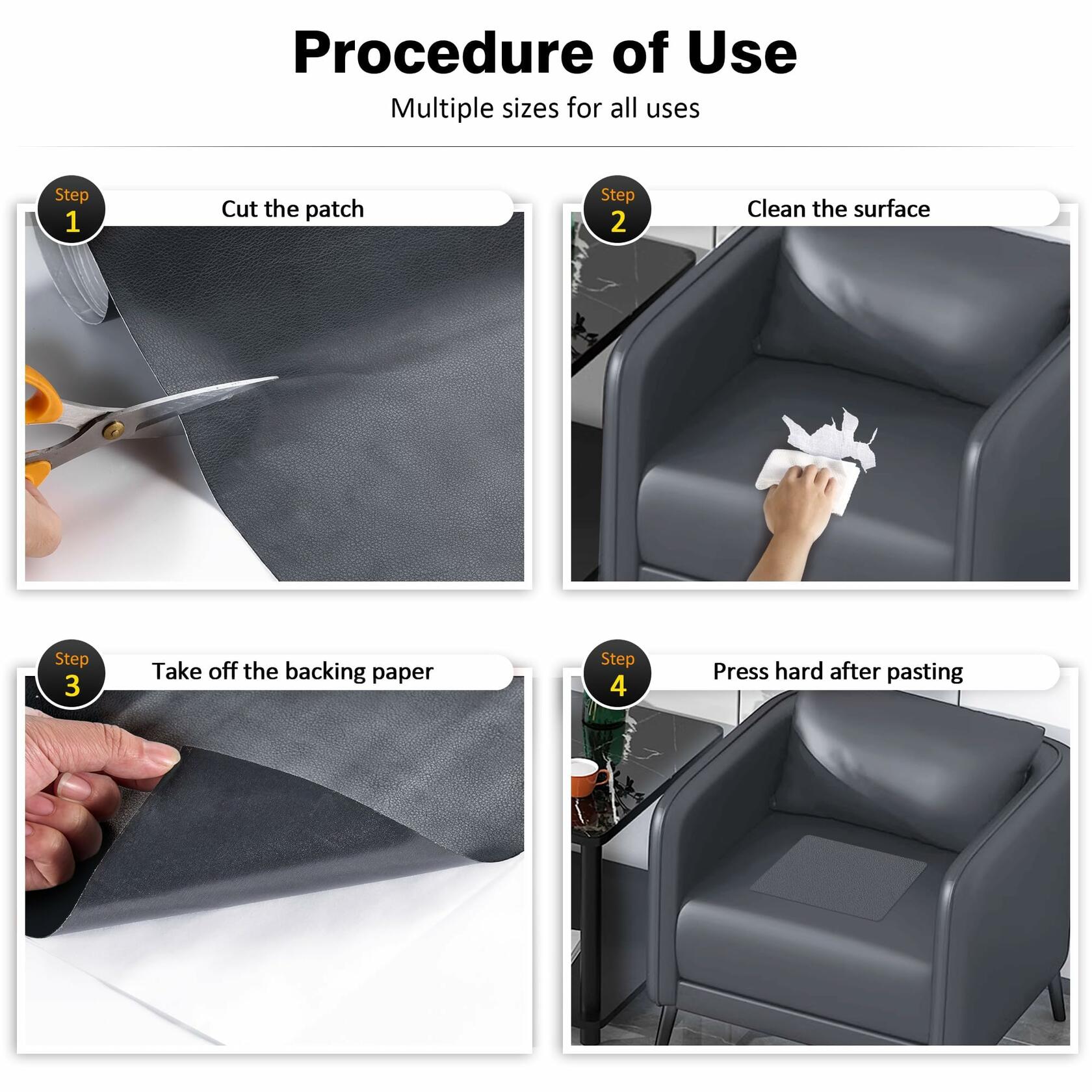 HUISUNO Leather Repair Patch for Furniture Couch Car Seats DeepGrey 20x30
