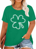 Plus Size St. Patrick's Day Lucky Shamrock Tee Shirt Women Green XL