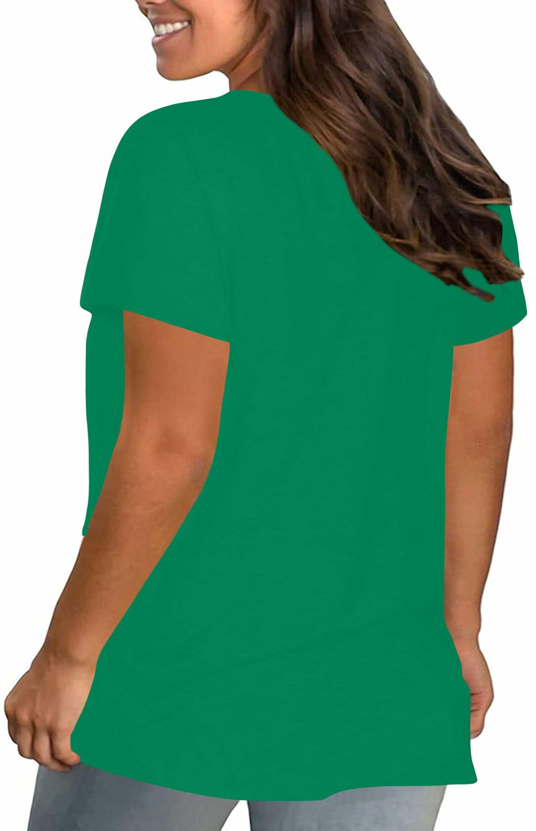 Plus Size St. Patrick's Day Lucky Shamrock Tee Shirt Women Green XL