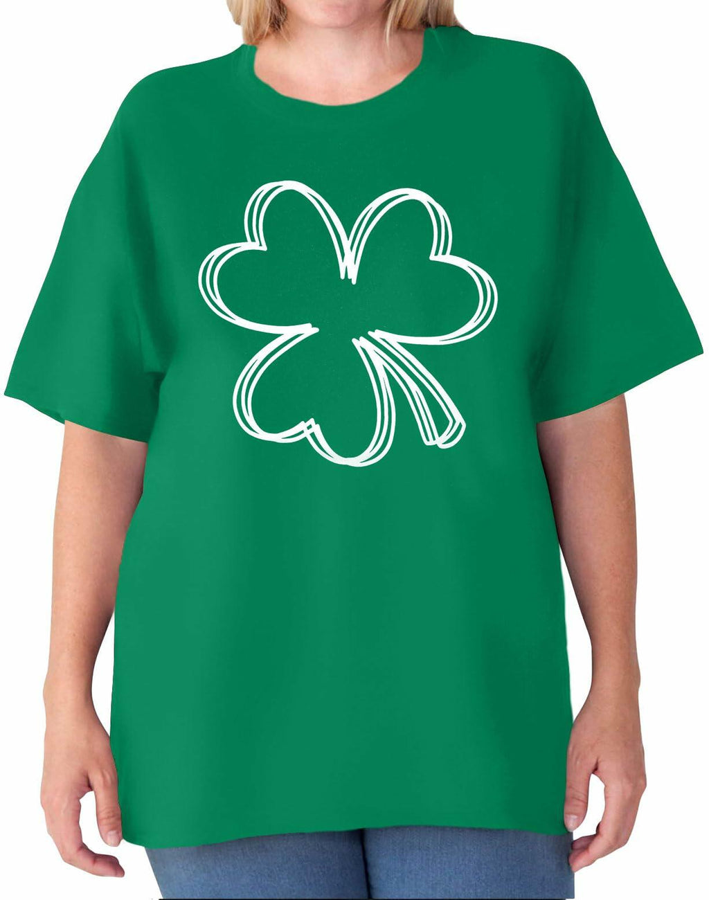 Plus Size St. Patrick's Day Lucky Shamrock Tee Shirt Women Green XL