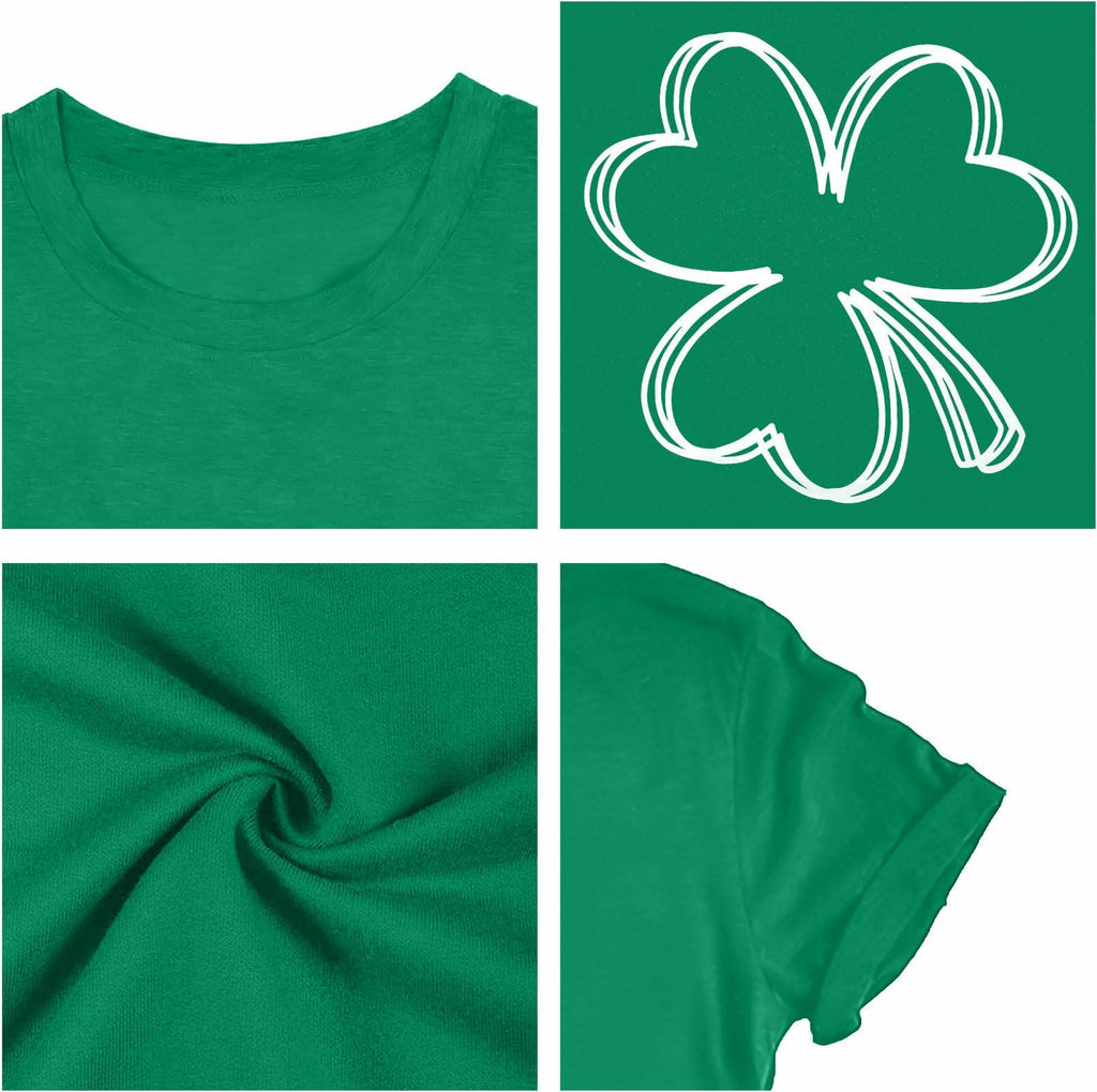 Plus Size St. Patrick's Day Lucky Shamrock Tee Shirt Women Green XL