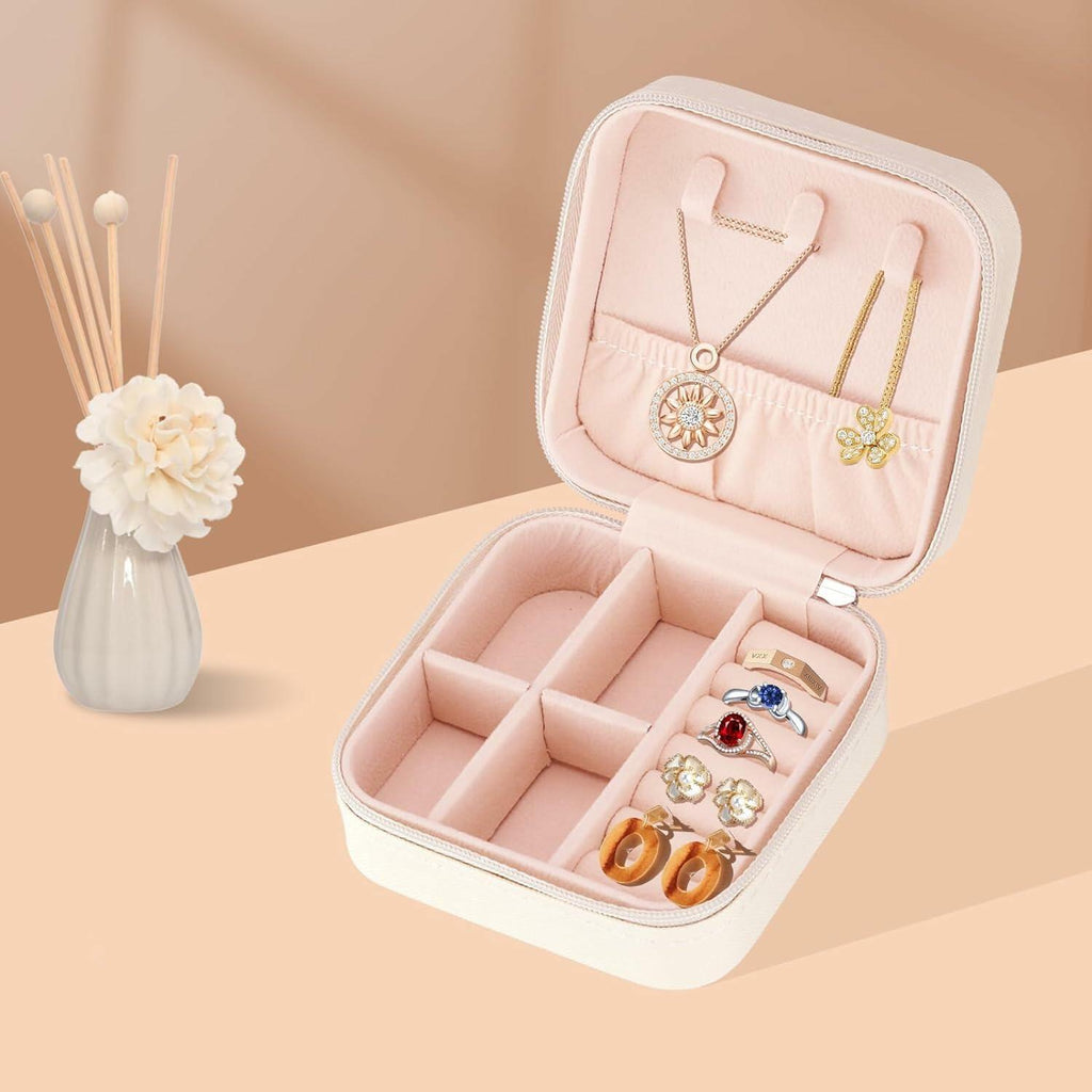 Sincerez Jewelry Box Small Portable Organizer for Rings Necklaces