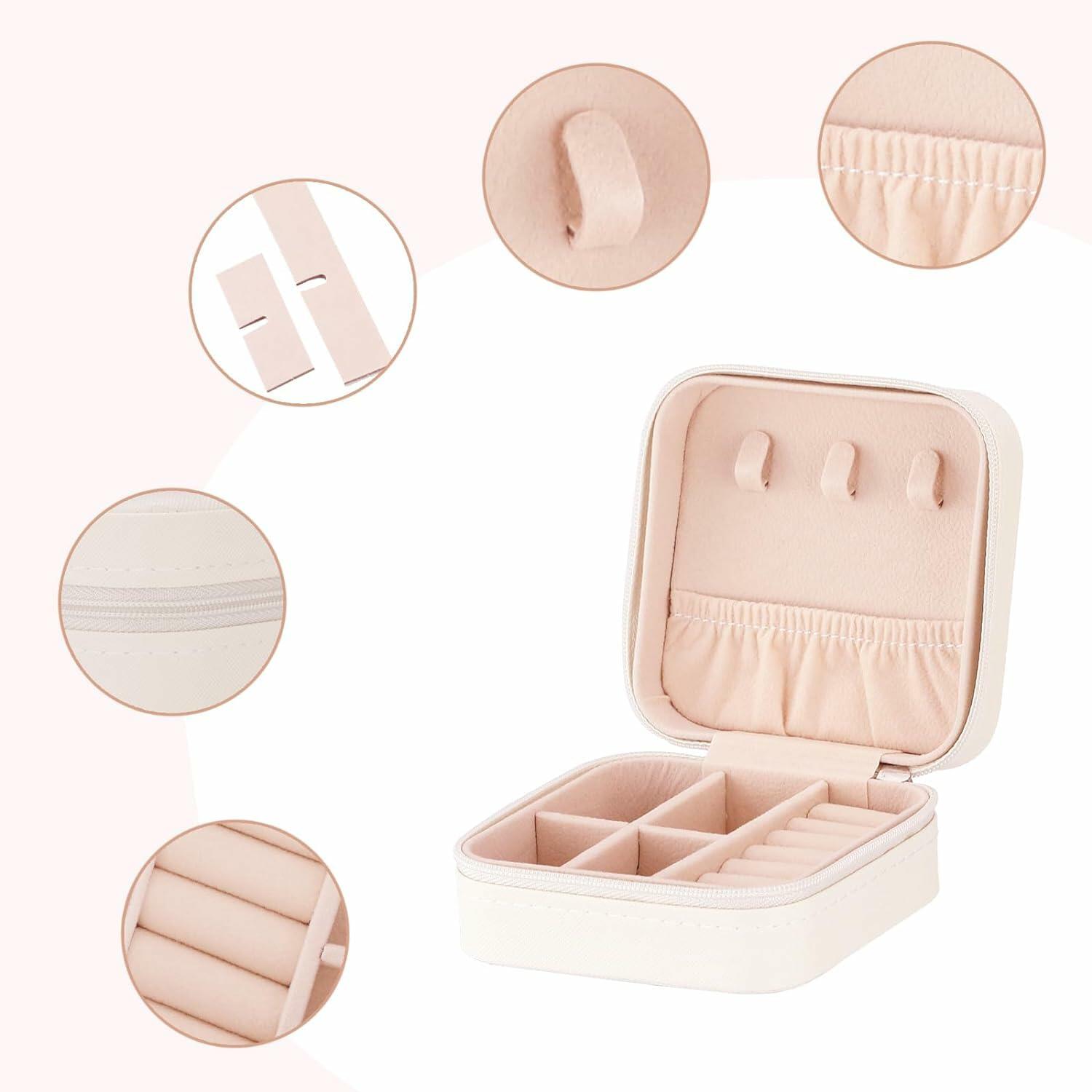 Sincerez Jewelry Box Small Portable Organizer for Rings Necklaces