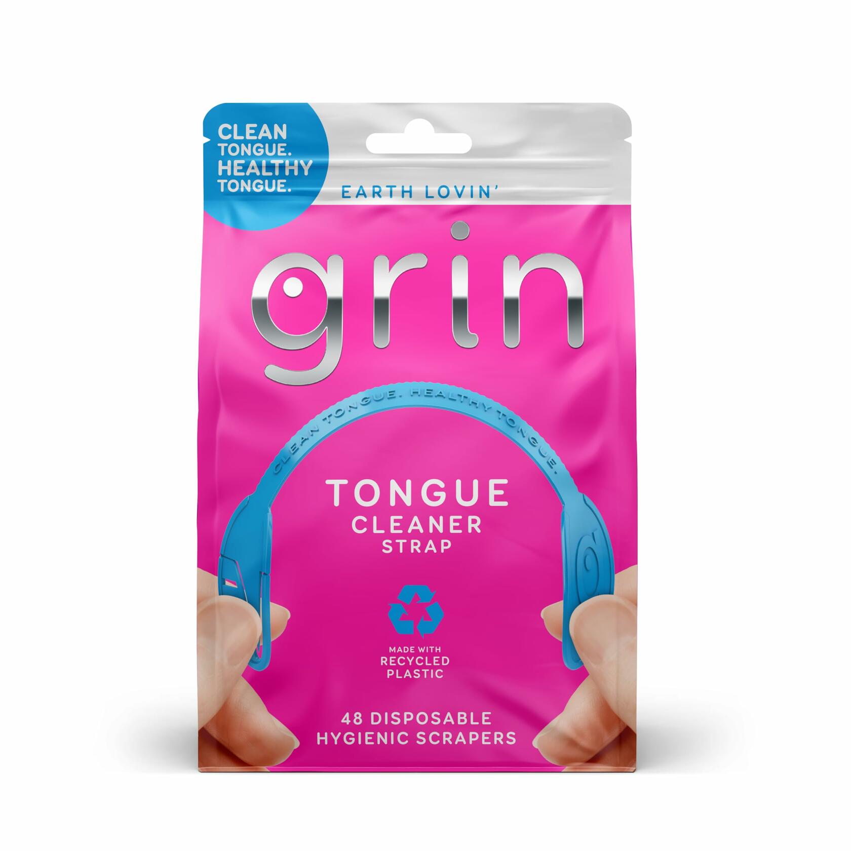 GRIN Disposable Tongue Cleaner 48 Ct Dual Edge Scraper Fresh Breath