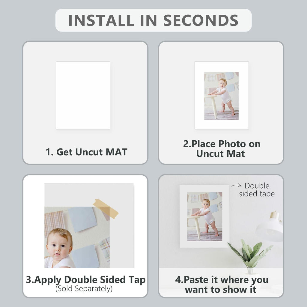Somime 10 Pack 5x7 White Picture Mats with Backing Acid Free Photo Boards