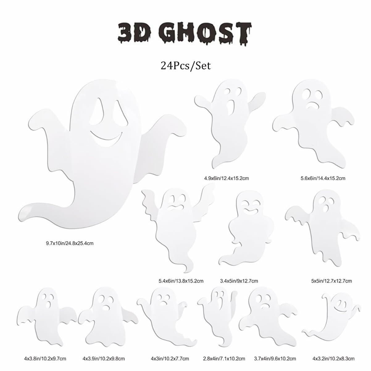 Halloween Decorations 3D Ghost Wall Sticker Decal Home Room Window Decor