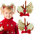 Christmas Bow Hair Clips Red Gold Reindeer Antler 2PCS Holiday Accessories