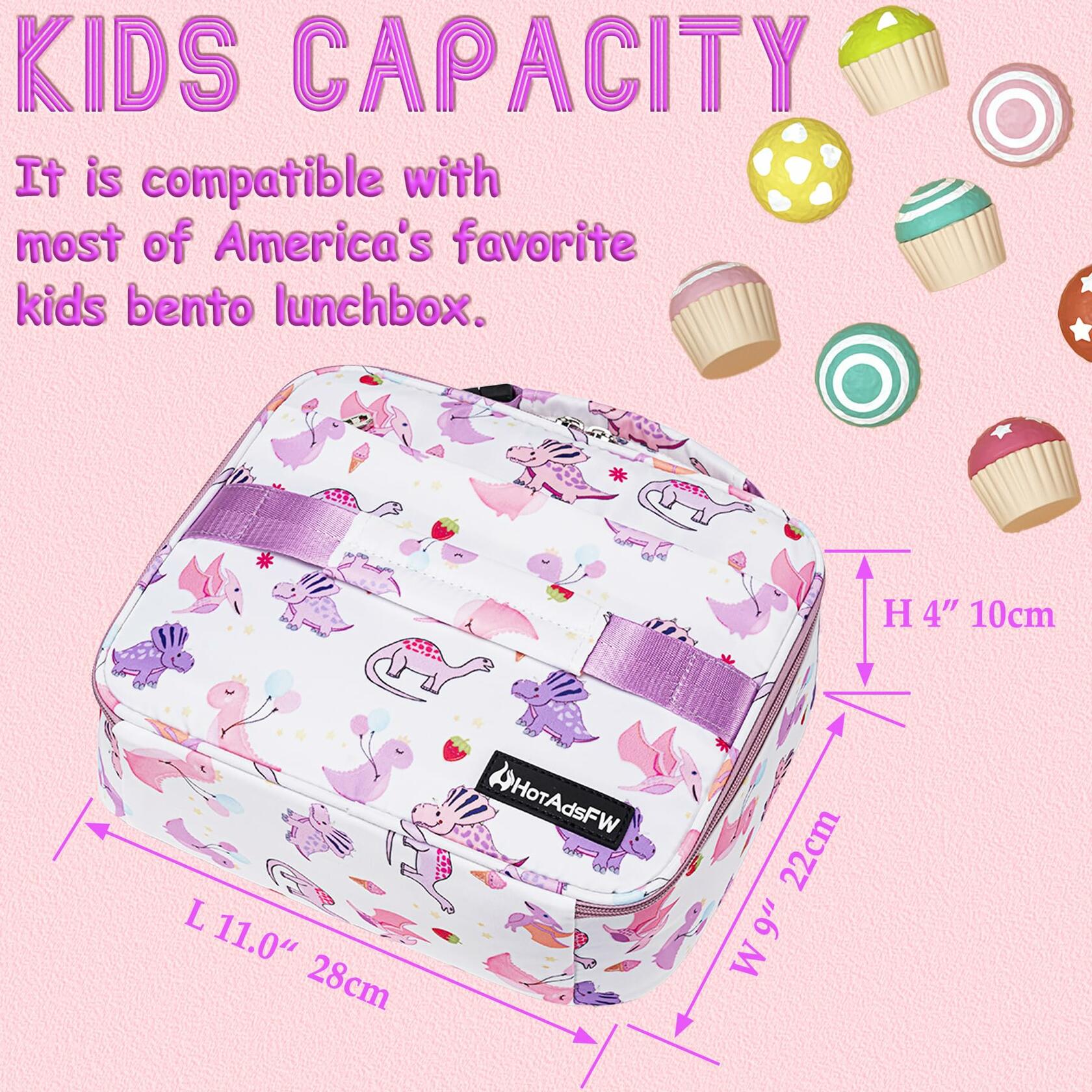 HotAdsFW Dinosaur Kids Lunch Box Small School Bag White Dinosour