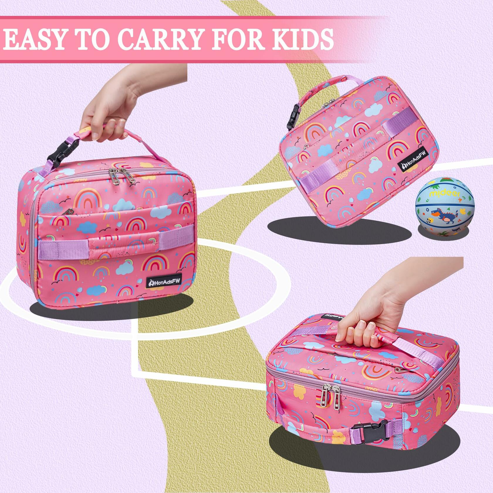 HotAdsFW Rainbow Girls Lunch Box Small Kids School Lunch Bag