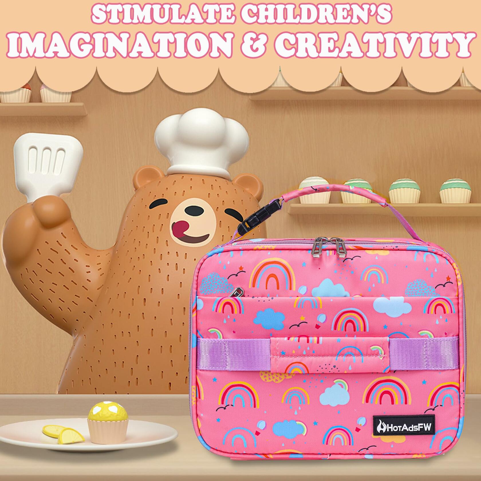 HotAdsFW Rainbow Girls Lunch Box Small Kids School Lunch Bag