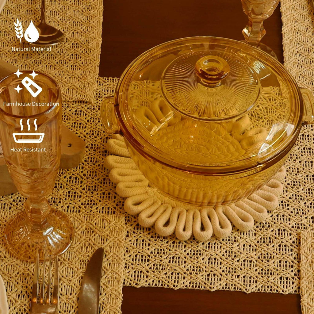 AHHFSMEI 8 Inch Heat Resistant Trivets Pot Holders 4pcs Light Brown