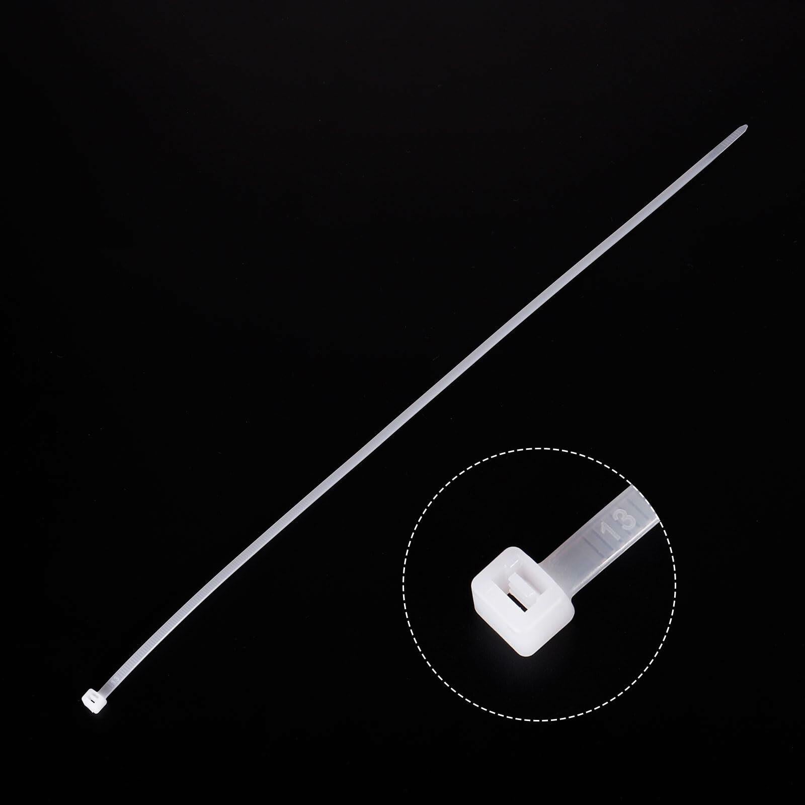 MECCANIXITY 3/16x18in Nylon Cable Zip Ties Self-Locking White 100pcs