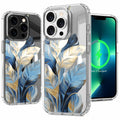 LORYVAN Magnetic Clear Case iPhone 12/12 Pro Floral Blue 6.1"