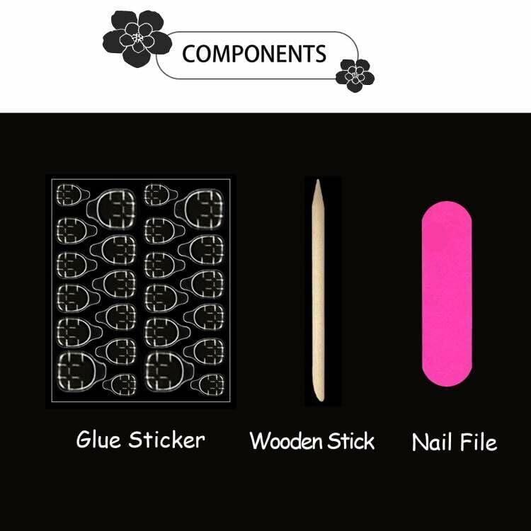 French Tip Press On Nails Short Square Pink Nude Glossy 24Pcs