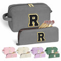 YOOLIFE Monogram Make Up Bag Birthday Gift for Women Girls Gray