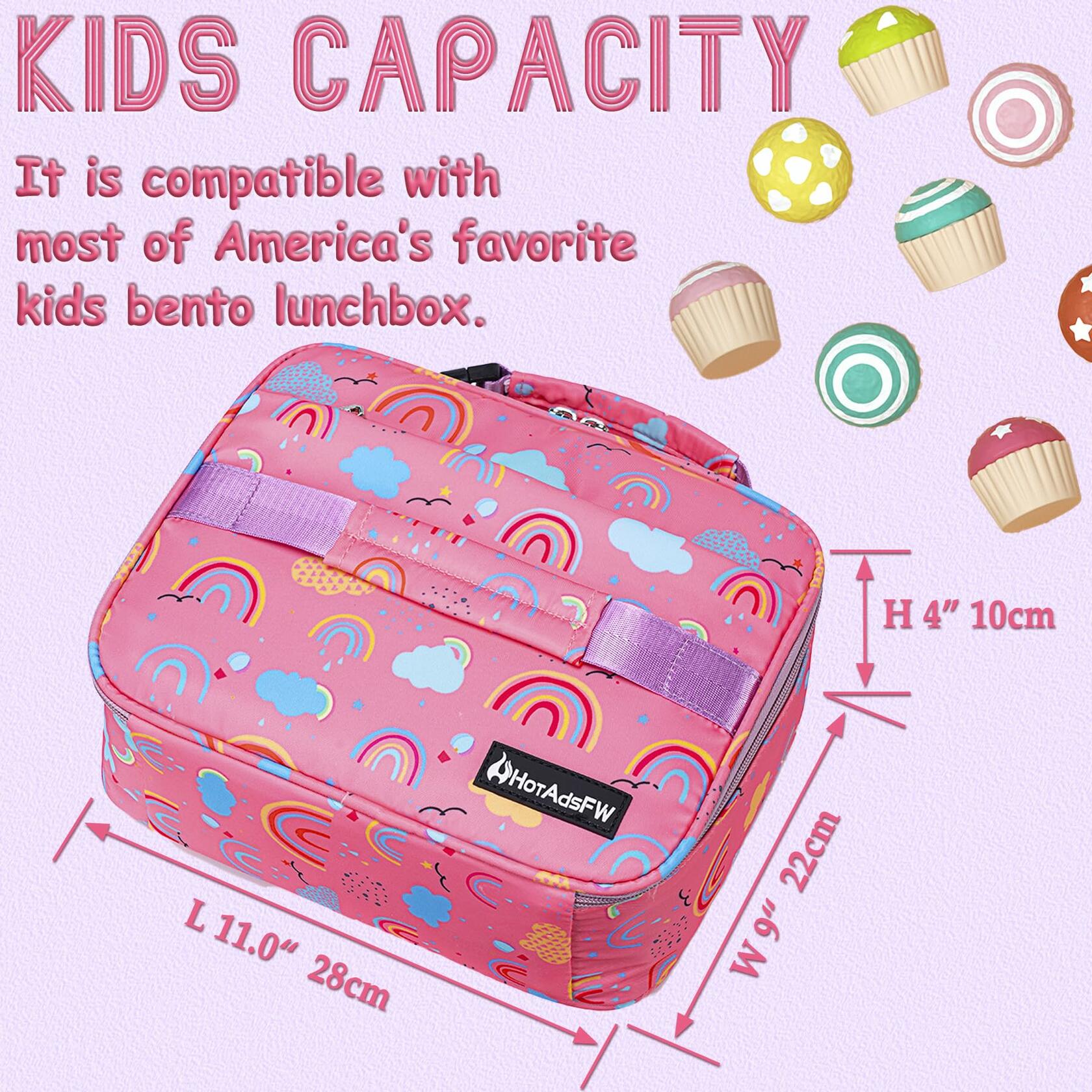 HotAdsFW Rainbow Girls Lunch Box Small Kids School Lunch Bag