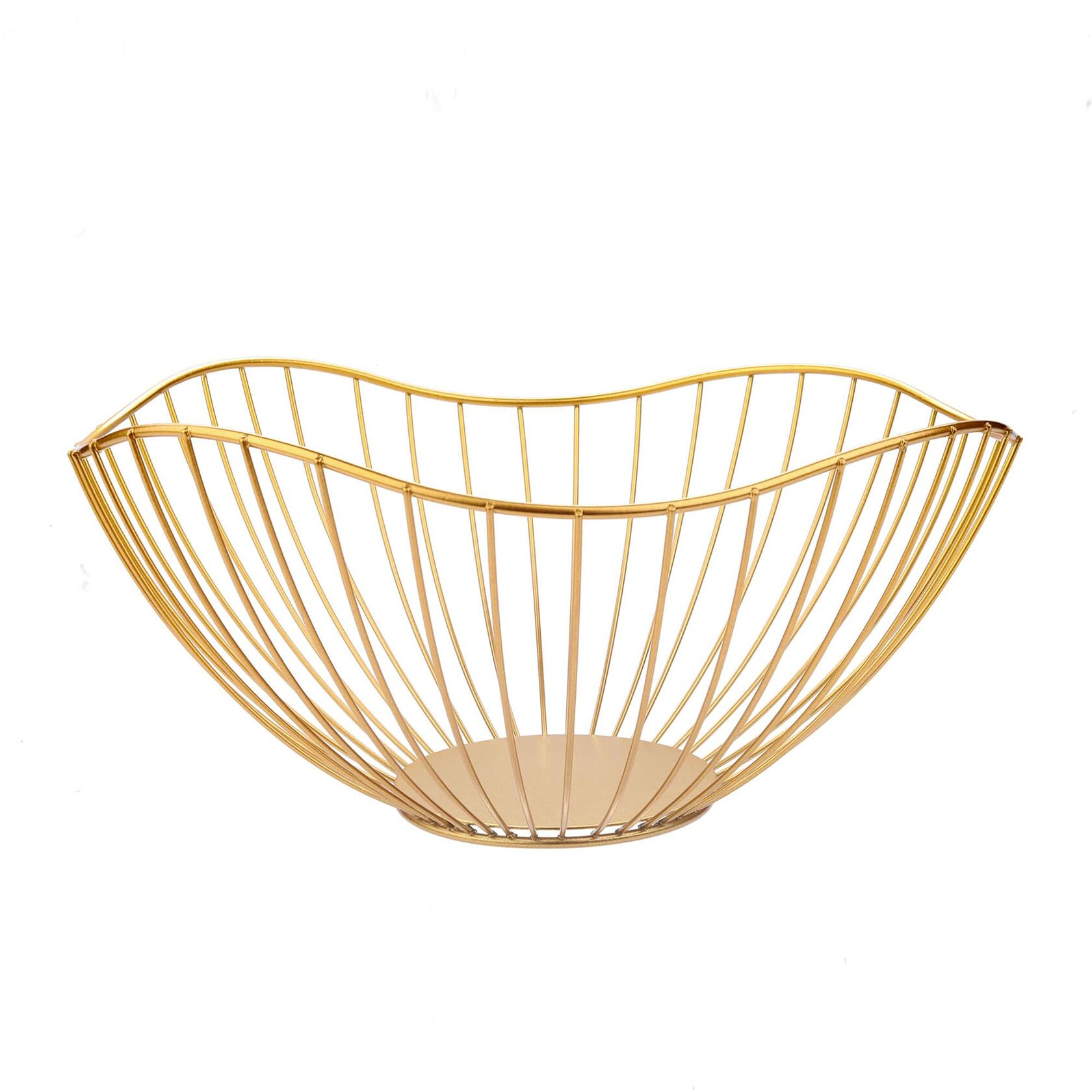 IBWell Metal Iron Wire Single Tier Dish Stand Basket Holder Gold