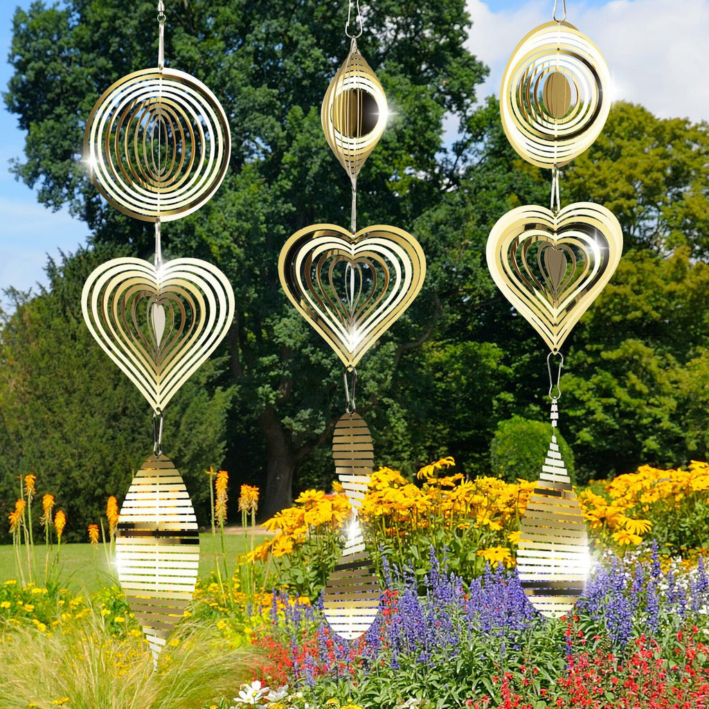 3D Metal Bird Scare Discs Set Double-Sided Reflectors Outdoor Garden Decor