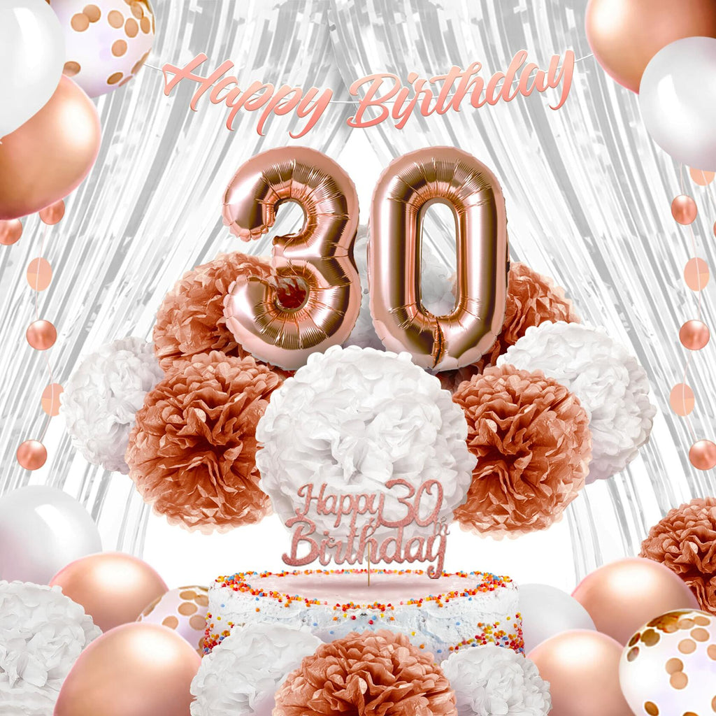 EpiqueOne 41-Piece Rose Gold 30th Birthday Party Decorations for Women