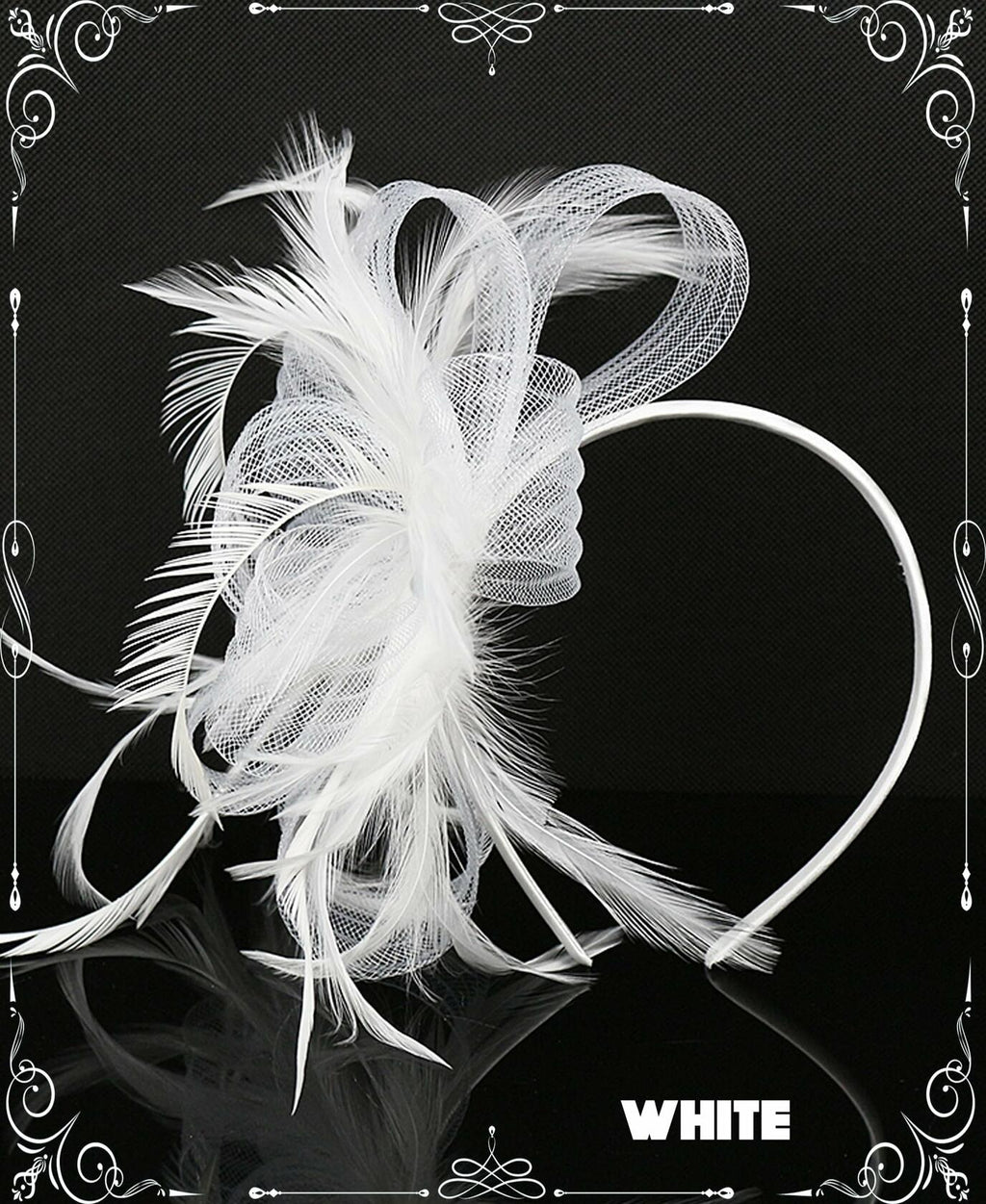 Kidukso Derby Hat Vintage Fascinator Headband Clip White